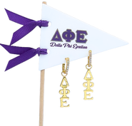 Color Shout Delta Phi Epsilon Greek Letter Huggie + Charm Earrings