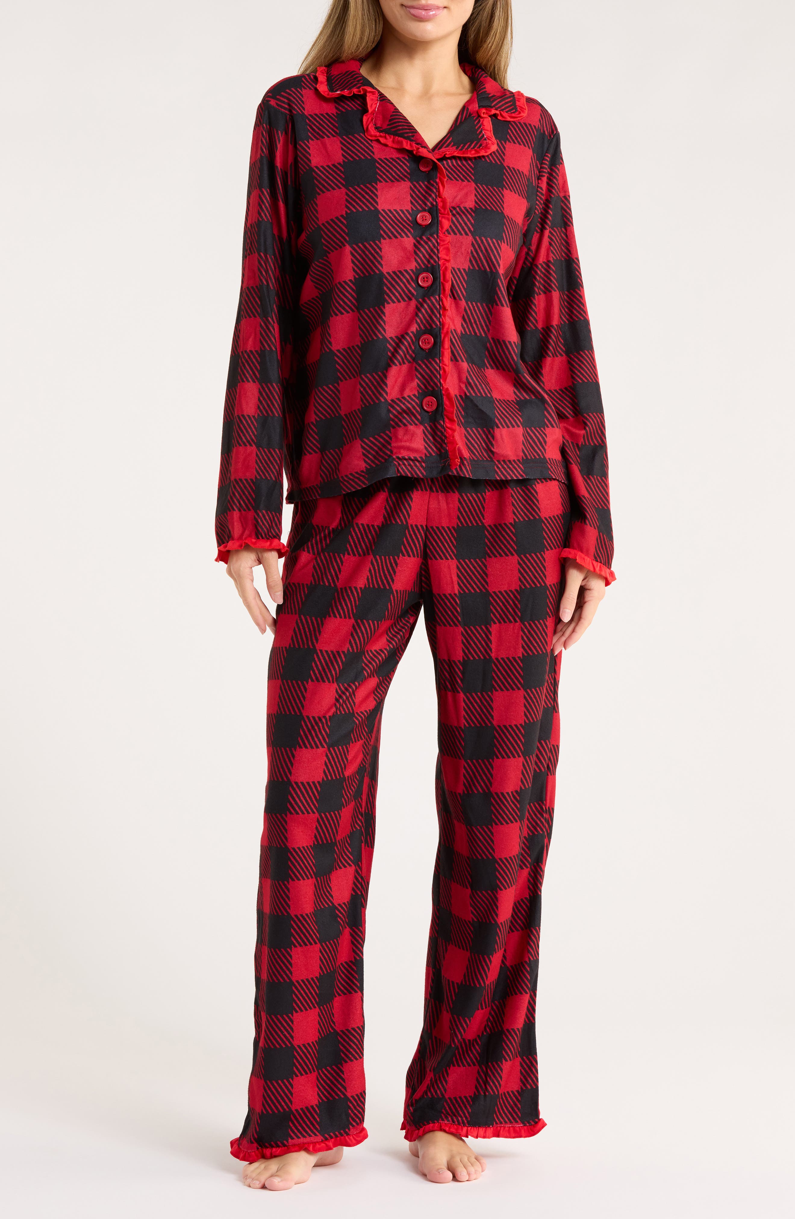 BABY STARTERS Mom Matching Family Buffalo Plaid Collared Pajamas
