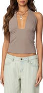 EDIKTED Mila Deep Square Neck Halter Stretch Top