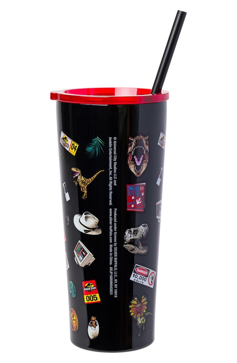 Disney Jurassic Park 22-Ounce Tumbler with Straw, Alternate, color, Black Multi