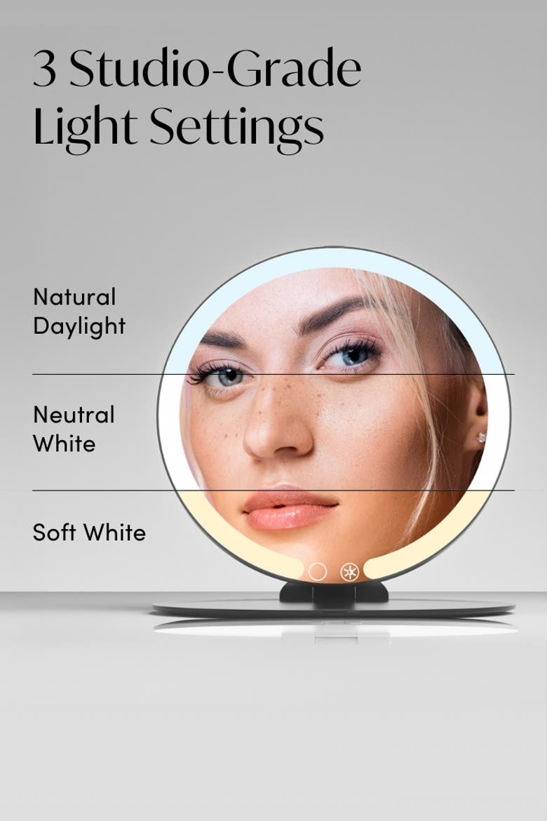 Abigail LED Travel Mirror, Alternate, color, Black