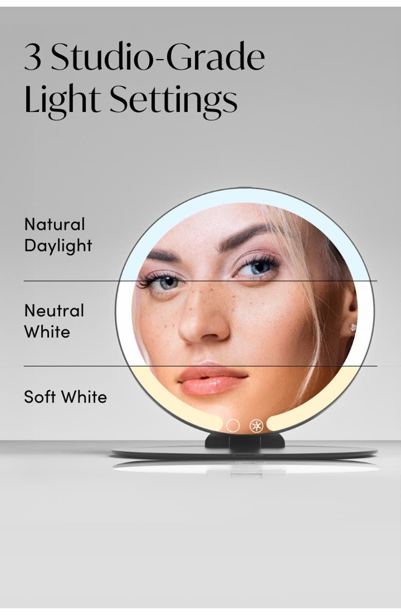 FANCII Abigail LED Travel Mirror, Alternate, color, Black