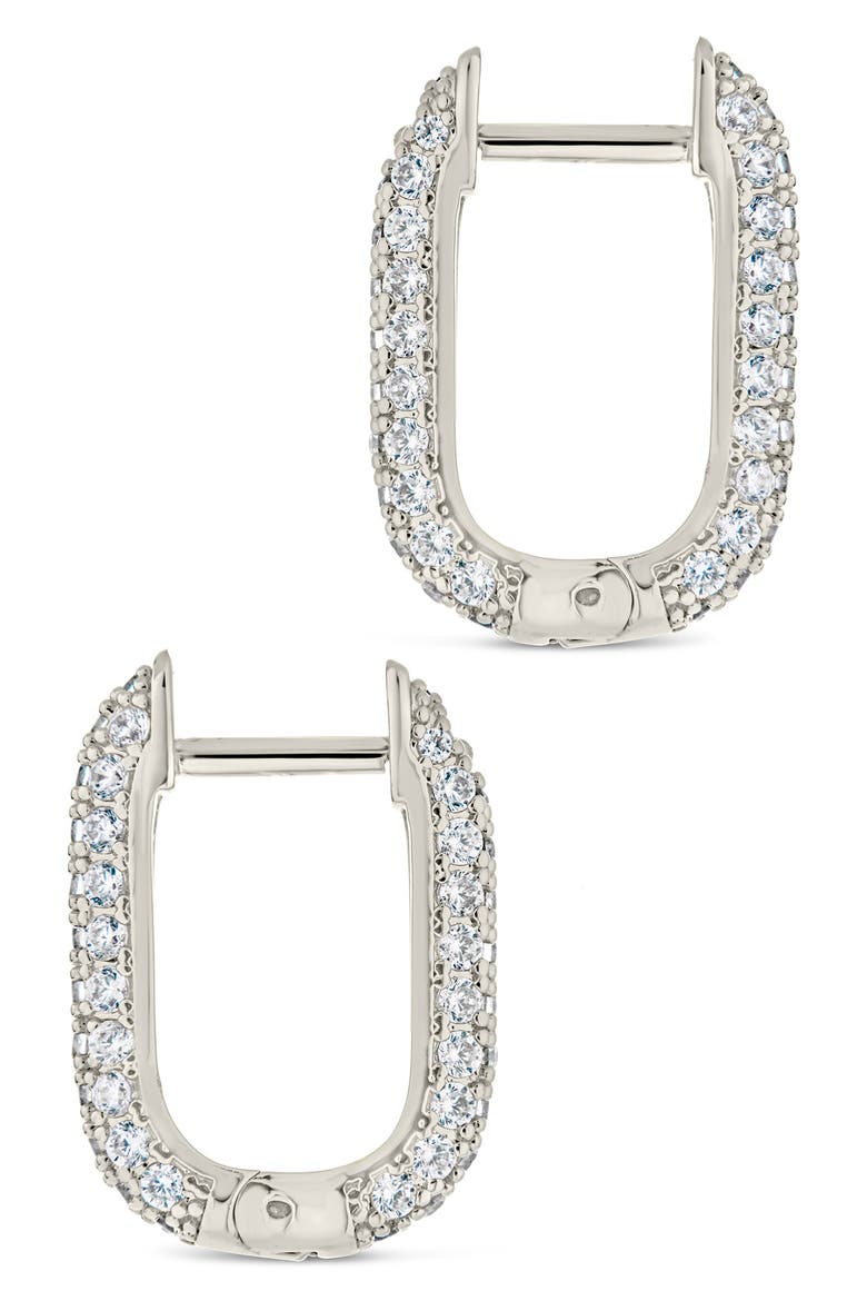 Mara Cubic Zirconia Hoop Earrings, Alternate, color, SILVER