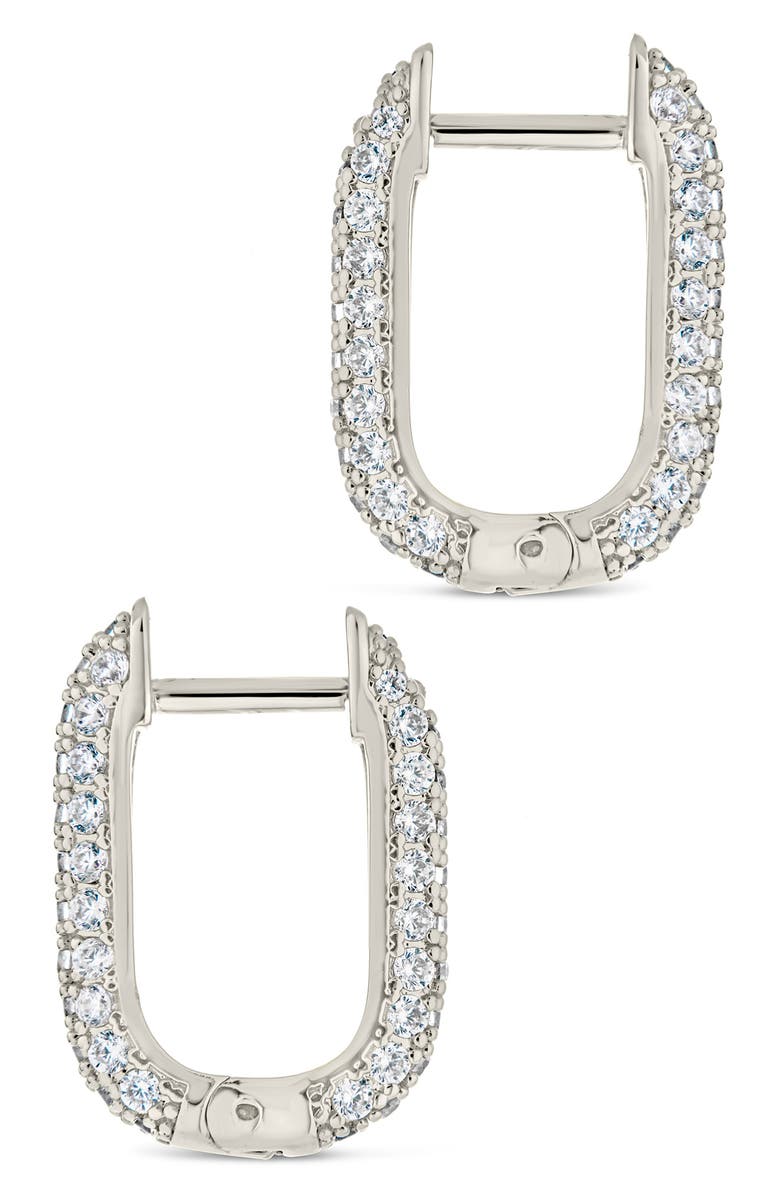 Sterling Forever Mara Cubic Zirconia Hoop Earrings, Alternate, color, Silver