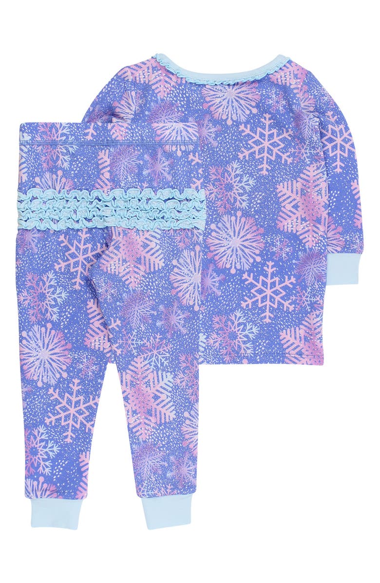 RuffleButts Modal Blend Toddler Girls Ruffle Long Sleeve Pajama Set, Main, color, Shimmer Snowflakes