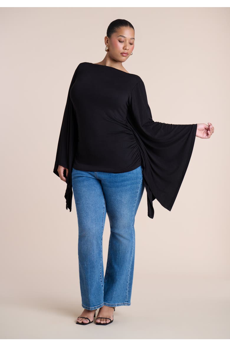 Dramatic Sleeve Shirred Top, Alternate, color, BLACK ONYX