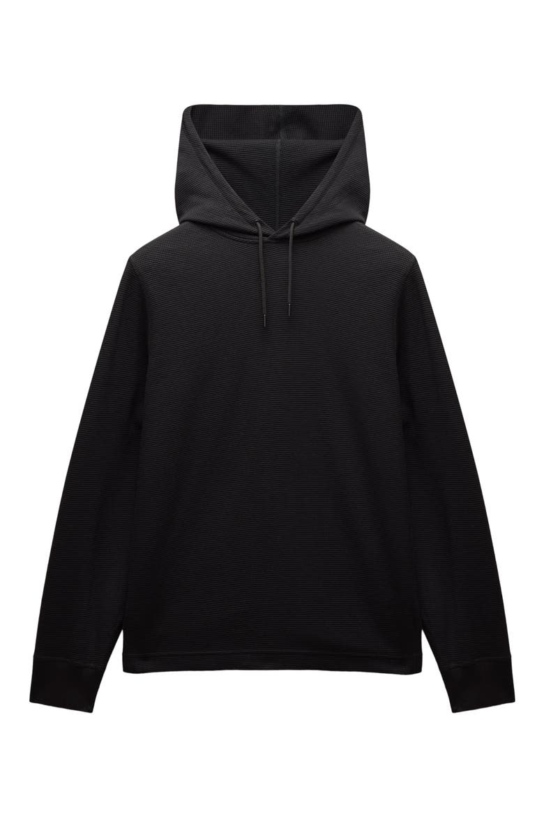 Lightweight Waffle Stitch Hoodie, Alternate, color, BLACK