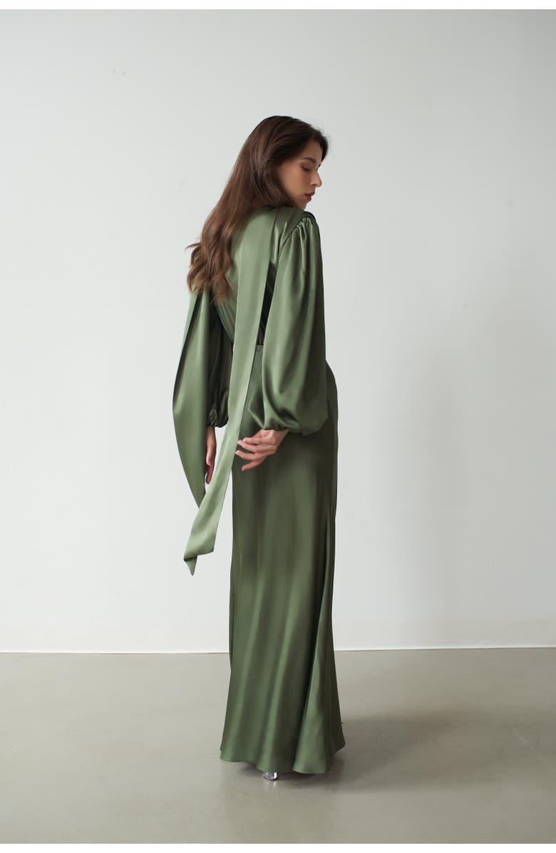 Vasiliki Alia Cowl Neck Gown Green Lily, Alternate, color,