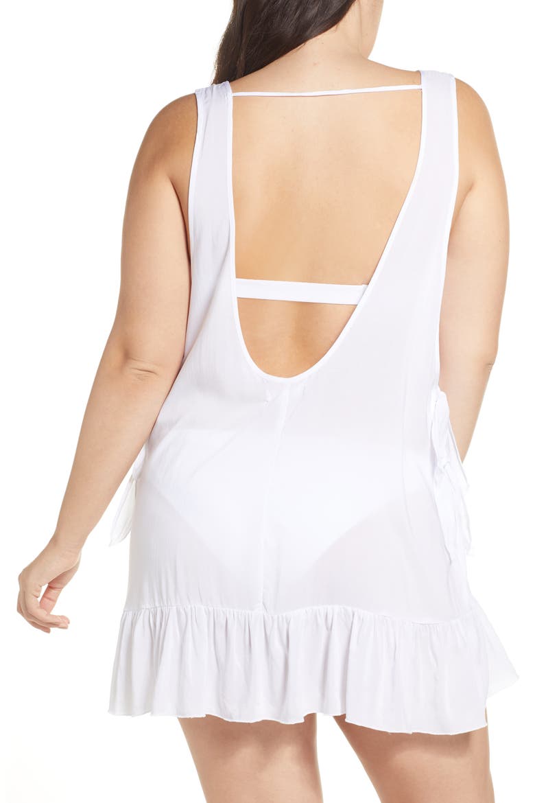 Tayla Side Tie Cover-Up Minidress, Alternate, color, WHITE