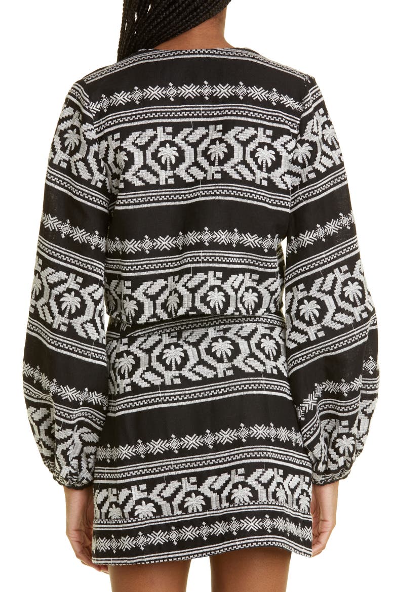 Black Sand Embroidered Cotton Blend Top, Alternate, color, TROPIC BLACK/ ECRU