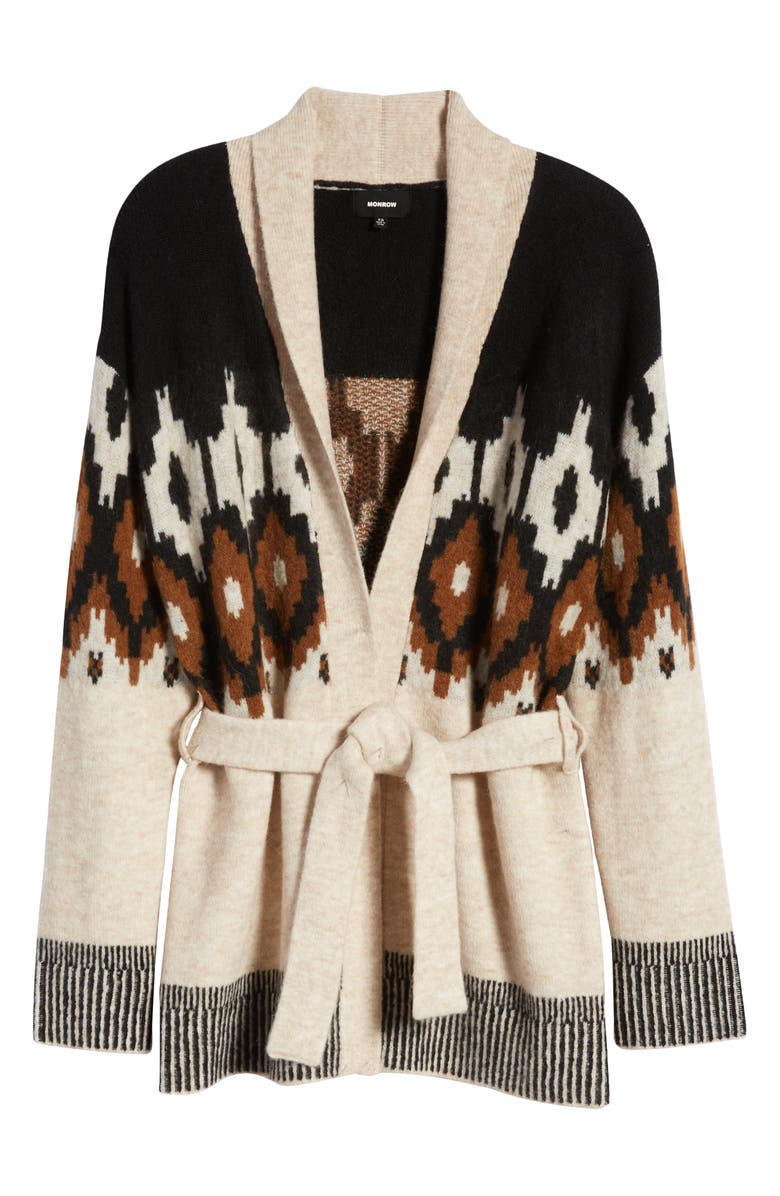 Monrow Shawl Collar Tie Waist Cardigan, Alternate, color, 