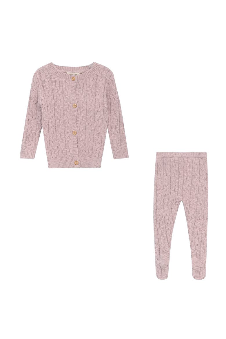 Girl Mix Cable Knit Long Sleeve Top and Leggings Set, Main, color, Pink Mix