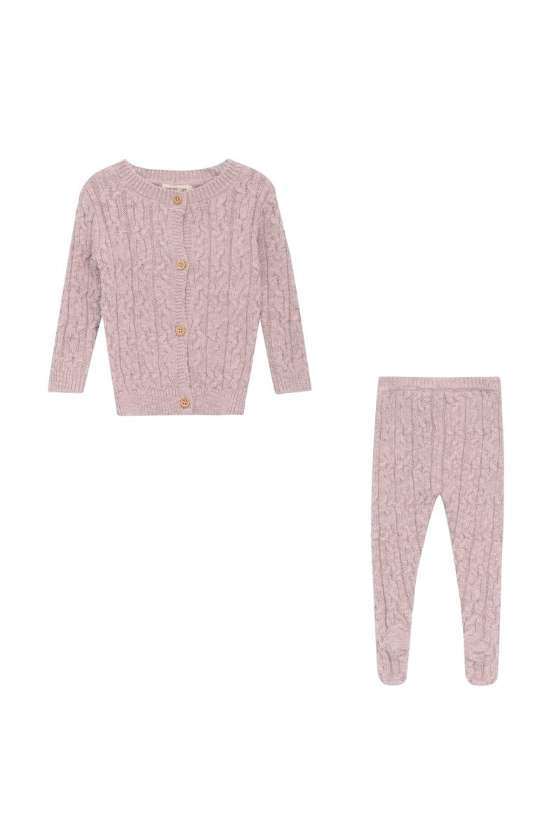 Bebe Bella Girl Mix Cable Knit Long Sleeve Top and Leggings Set, Main, color, Pink Mix