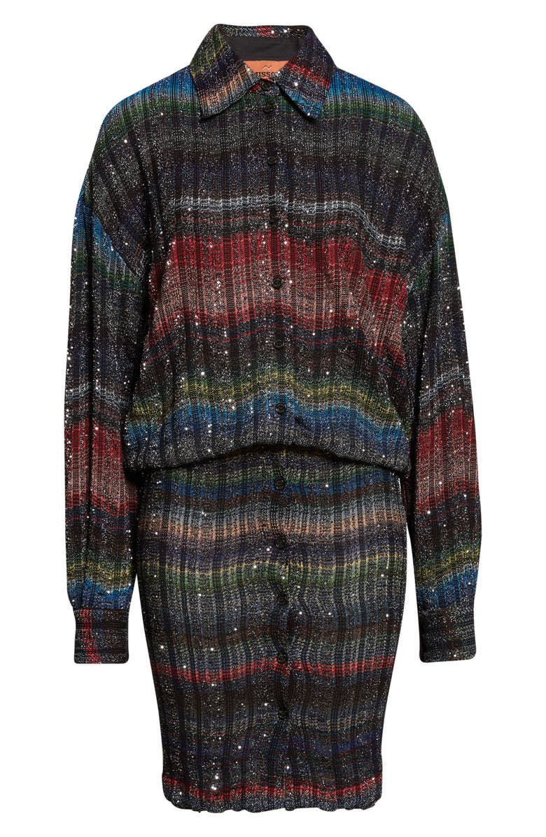 Missoni Long Sleeve Blouson Midi Dress, Alternate, color, Black Multicolor Tones