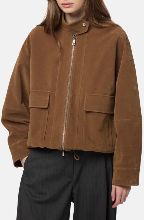 Kate Faux Suede Bomber Jacket