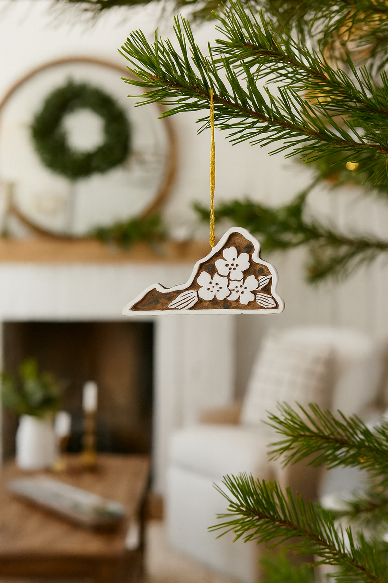 Virginia State Dogwood Ornament, Alternate, color, Natural
