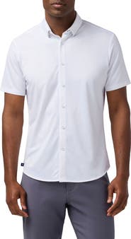 Mizzen+Main Halyard Trim Fit Micropattern Short Sleeve Button-Up Shirt