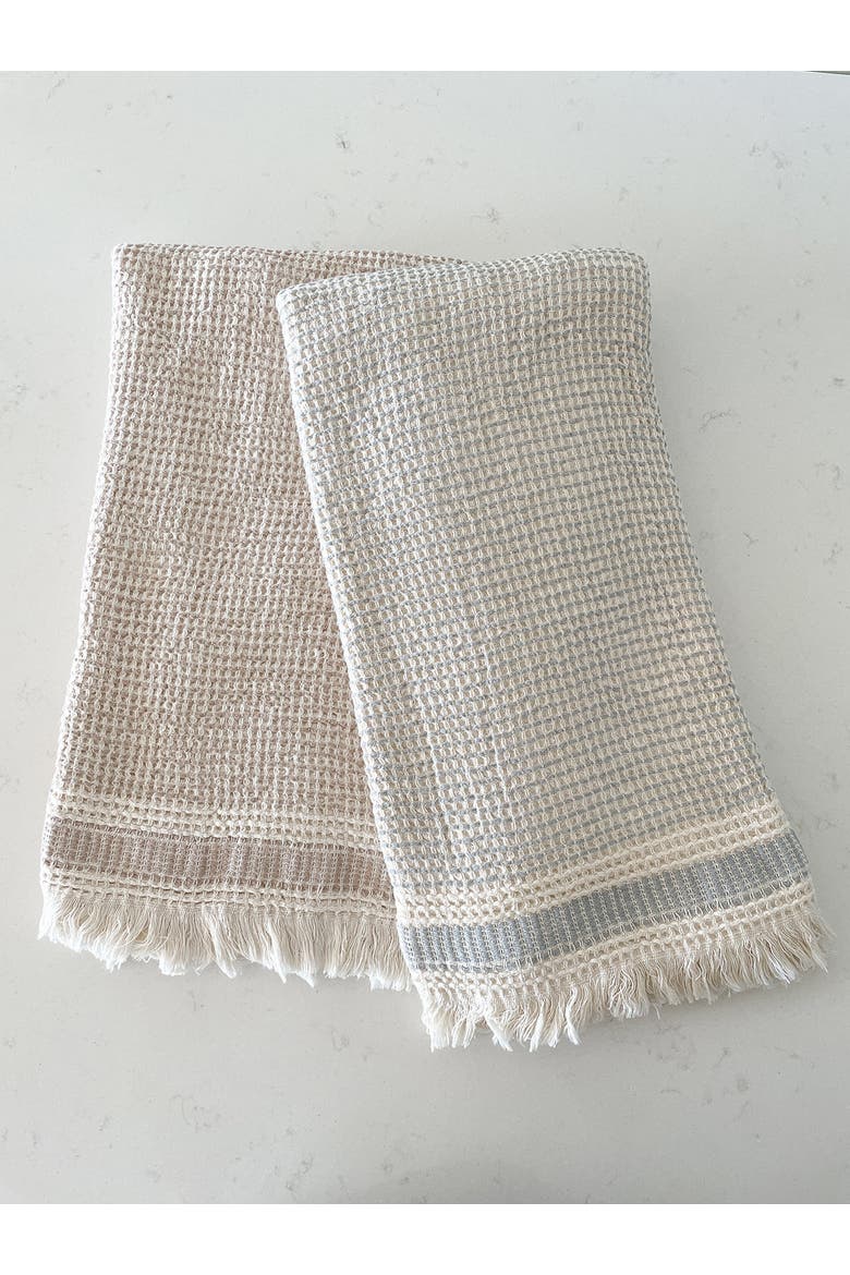 Waffle Striped Turkish Cotton Bath Towel, Alternate, color, Warm Beige