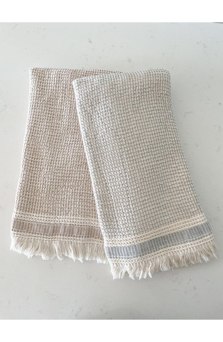Anaya Waffle Striped Turkish Cotton Bath Towel, Alternate, color, Grey