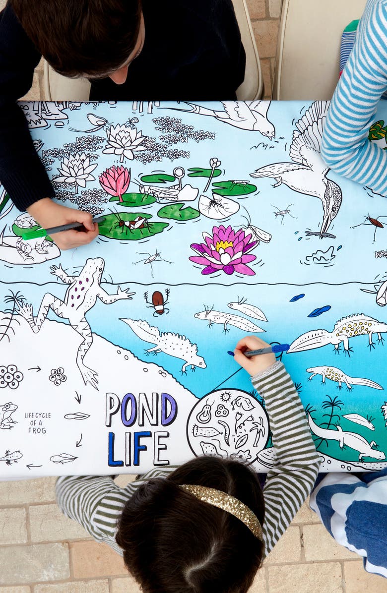 Eat Sleep Doodle Nature & Wildlife Pond Adventure Tablecloth, Alternate, color, Pond Adventure