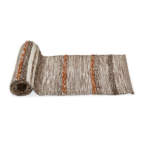 Gathering Textured Cotton Table Runner Multicolor Fall Design