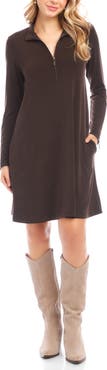 Karen Kane Half Zip Long Sleeve Travel Dress