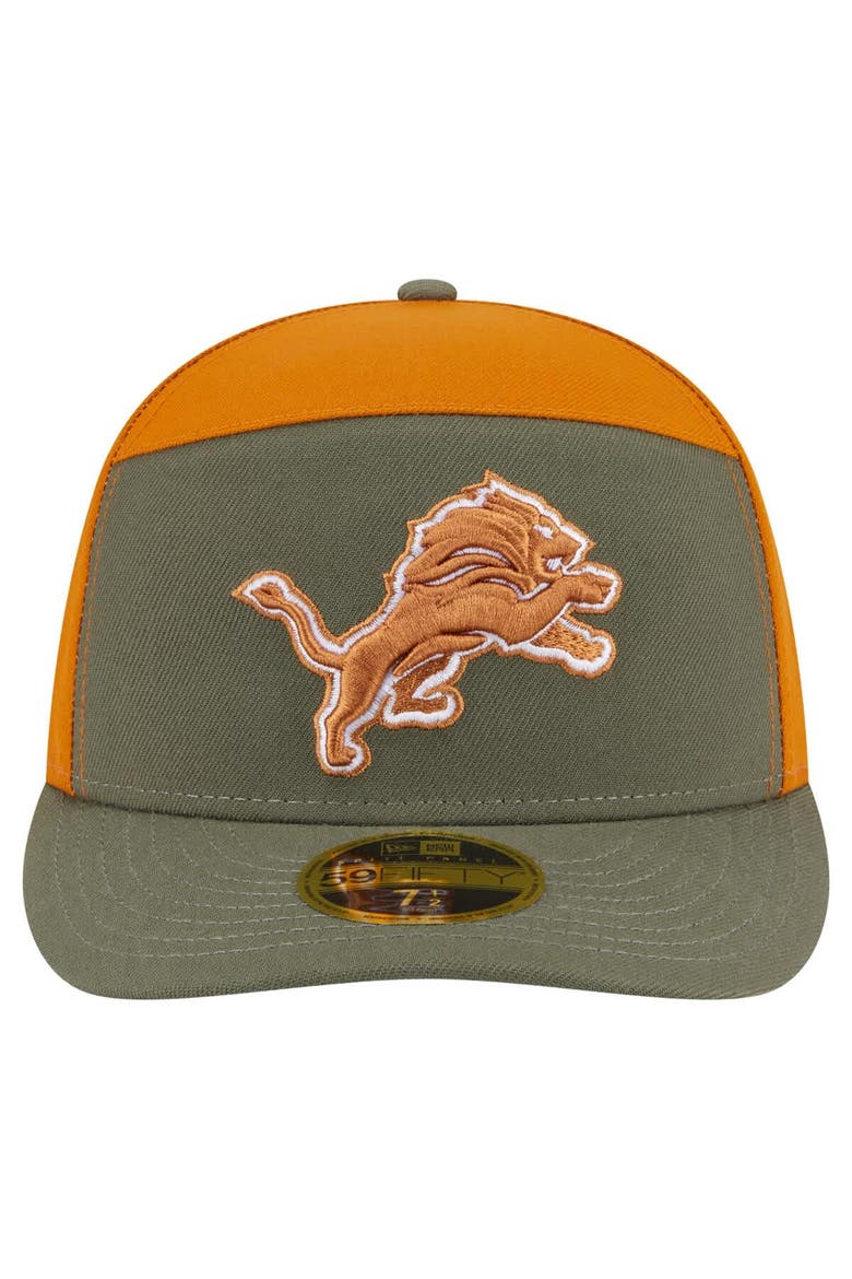 Men's New Era Olive/Brown Detroit Lions Two-Tone Color Pack Split Panel 59FIFTY Fitted Hat, Alternate, color, Olive