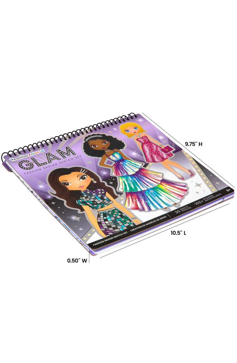 Fashion Angels Glam Fashion Design Sketch Set Pad, Kids 6+, Alternate, color, Multicolored