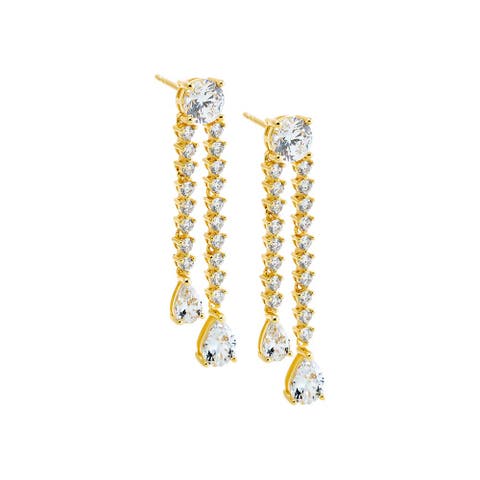 Fancy CZ Tennis Drop Pear Stud Earring