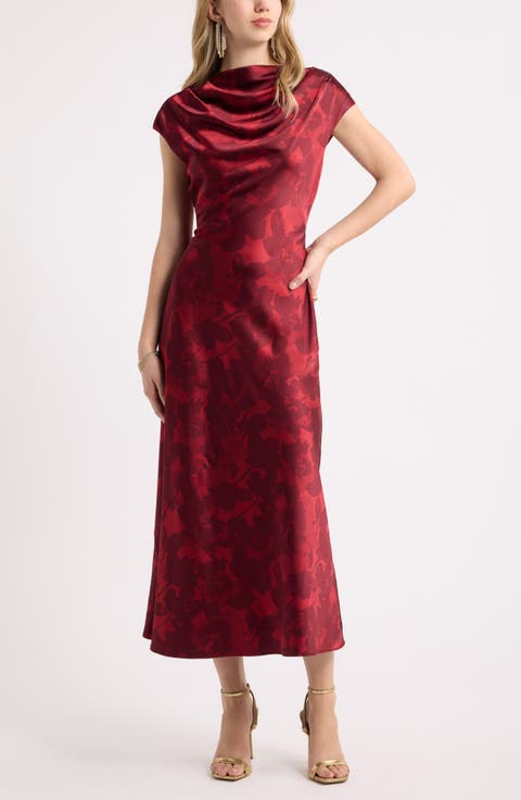 Cowl Neck Column Midi Dress
