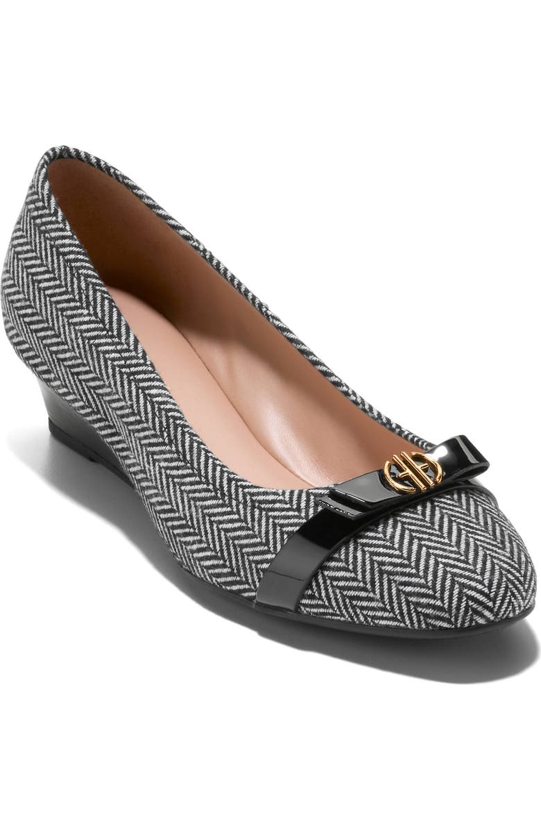 Cole Haan Malta Slip-On Wedge, Main, color, Herringbone Textile/ Black Pat