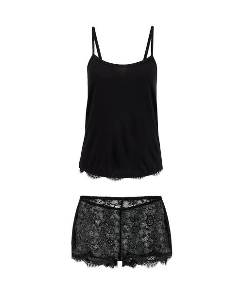 Adore Me Regin Cami & Shorts Set Lingerie In Black