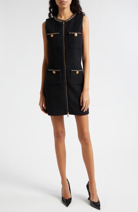 Lachlan Front Zip Sleeveless Tweed Dress