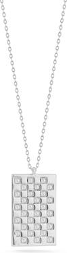 CHLOE AND MADISON Cubic Zirconia Checkered Tag Pendant Necklace