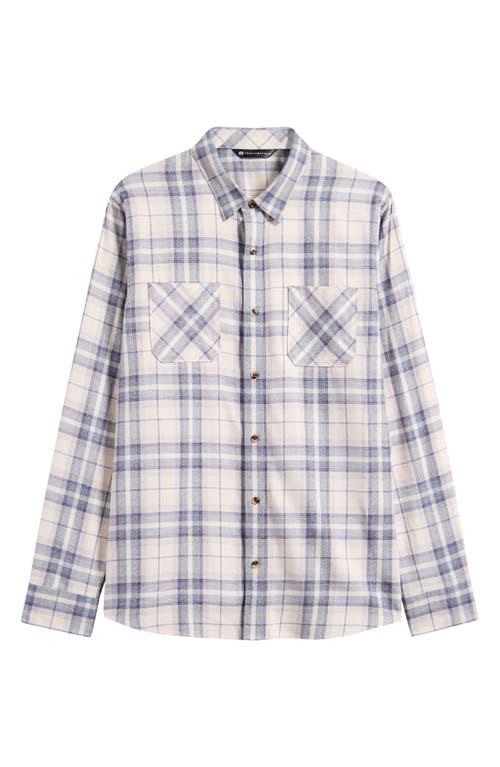 Travismathew Cloud Plaid Flannel Button-up Shirt In Oxford Tan/plum
