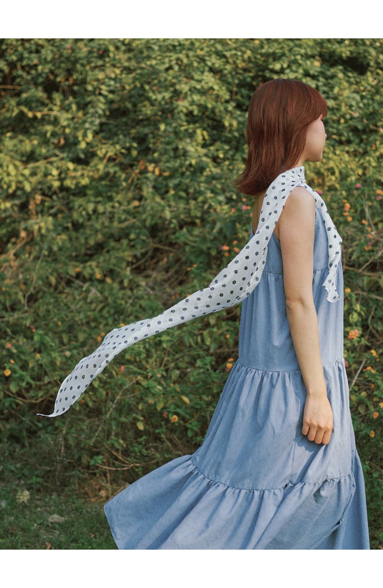 Lost Pattern "Petal Veil" Silk Chiffon Neck Scarf, Alternate, color, White