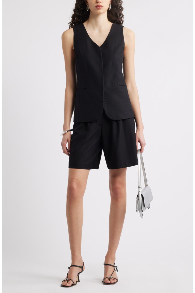 Long Menswear Vest, Alternate, color, BLACK