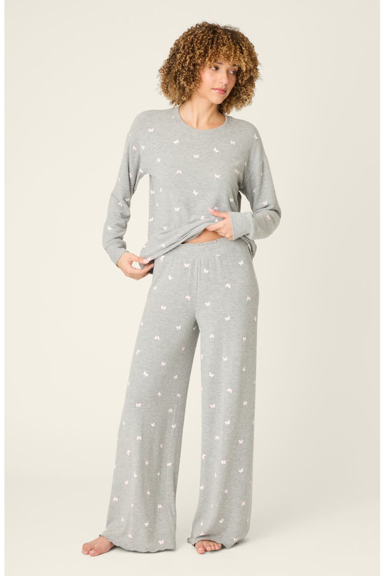 Peachy Mix Match Butterfly Pajama Pants, Alternate, color, HEATHER GREY
