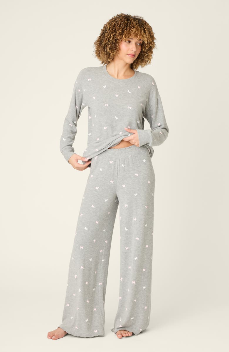 PJ Salvage Peachy Mix Match Butterfly Pajama Pants, Alternate, color, Heather Grey
