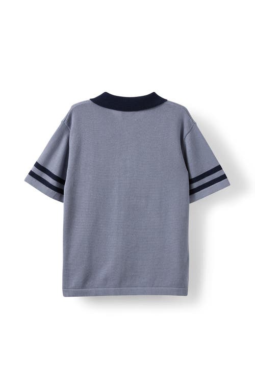 Cotton On Kids Kid's Preston Knit Polo In Steel Squid Ink Stripe
