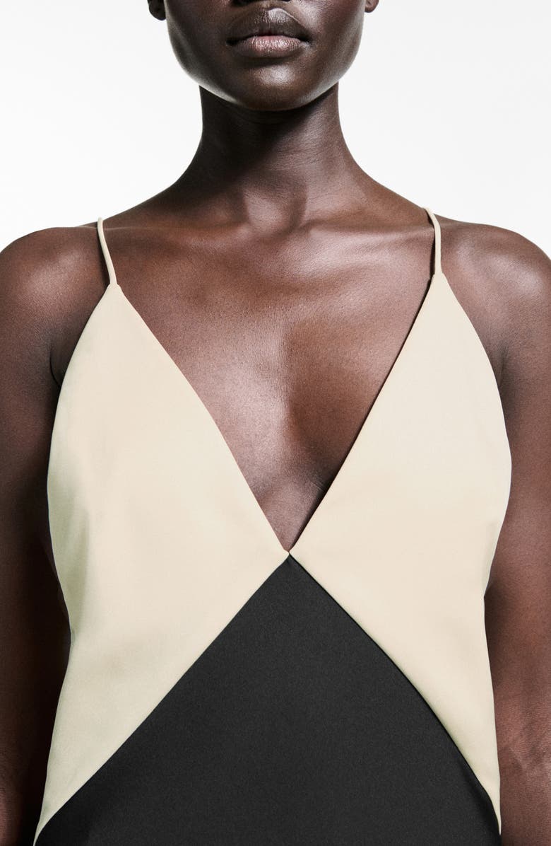 MANGO Two Tone Slipdress, Alternate, color, Black