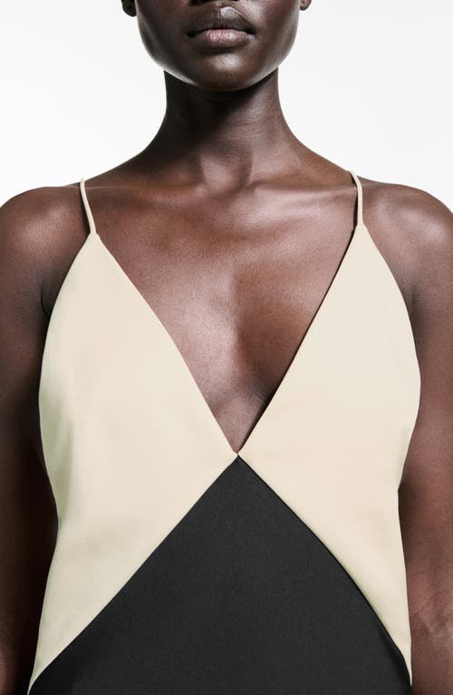 Mango Two-tone Lingerie Dress Black In Black