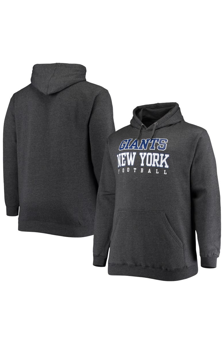 FANATICS Men's Fanatics Branded Heathered Charcoal New York Giants Big & Tall Practice Pullover Hoodie, Main, color, 