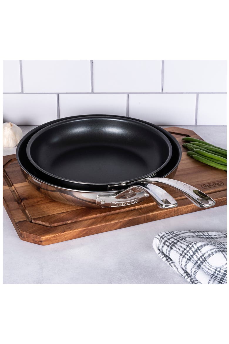 Set of 2 3-Ply Nonstick Stainless Steel Fry Pans, Alternate, color, STAINLESS STEEL