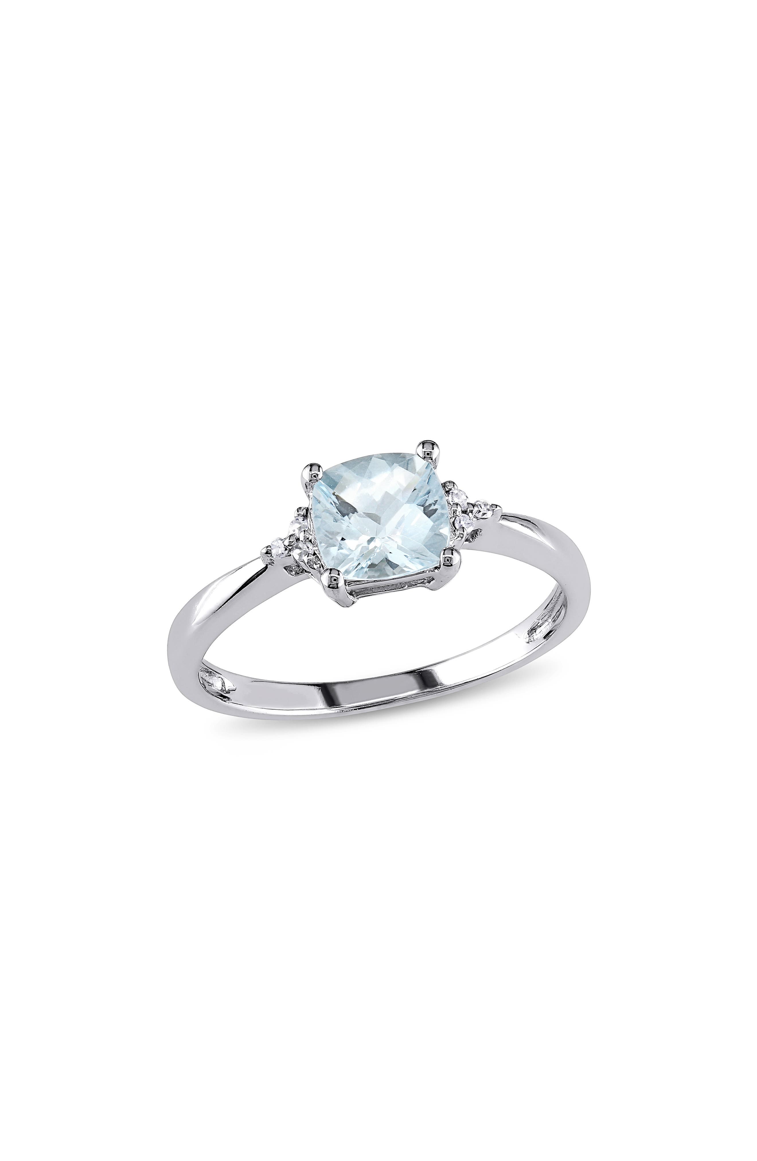 DELMAR Cushion-Cut Aquamarine & Diamond Ring