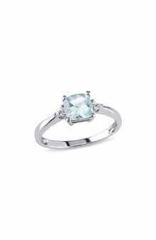 DELMAR Cushion-Cut Aquamarine & Diamond Ring