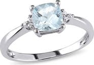 DELMAR Cushion-Cut Aquamarine & Diamond Ring