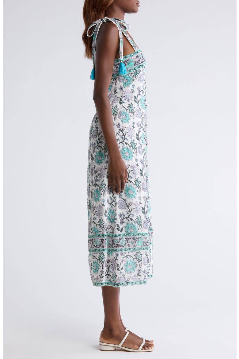 Gigi Cotton & Silk Cover-Up Midi Dress, Alternate, color, BRIGHT BLUE/ TURQUOISE MULTI