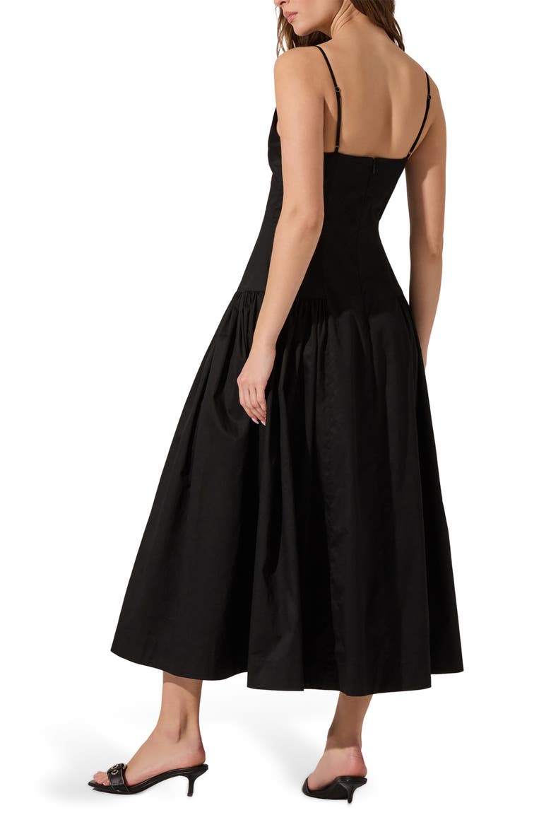 High Neck Open Back Cotton Midi Dress, Alternate, color, BLACK