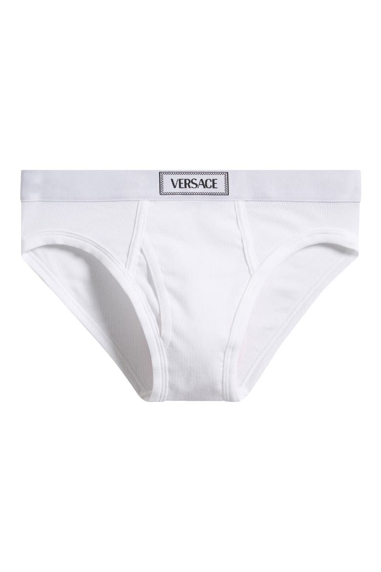 '90s Logo Stretch Cotton Rib Briefs, Alternate, color, OPTICAL WHITE